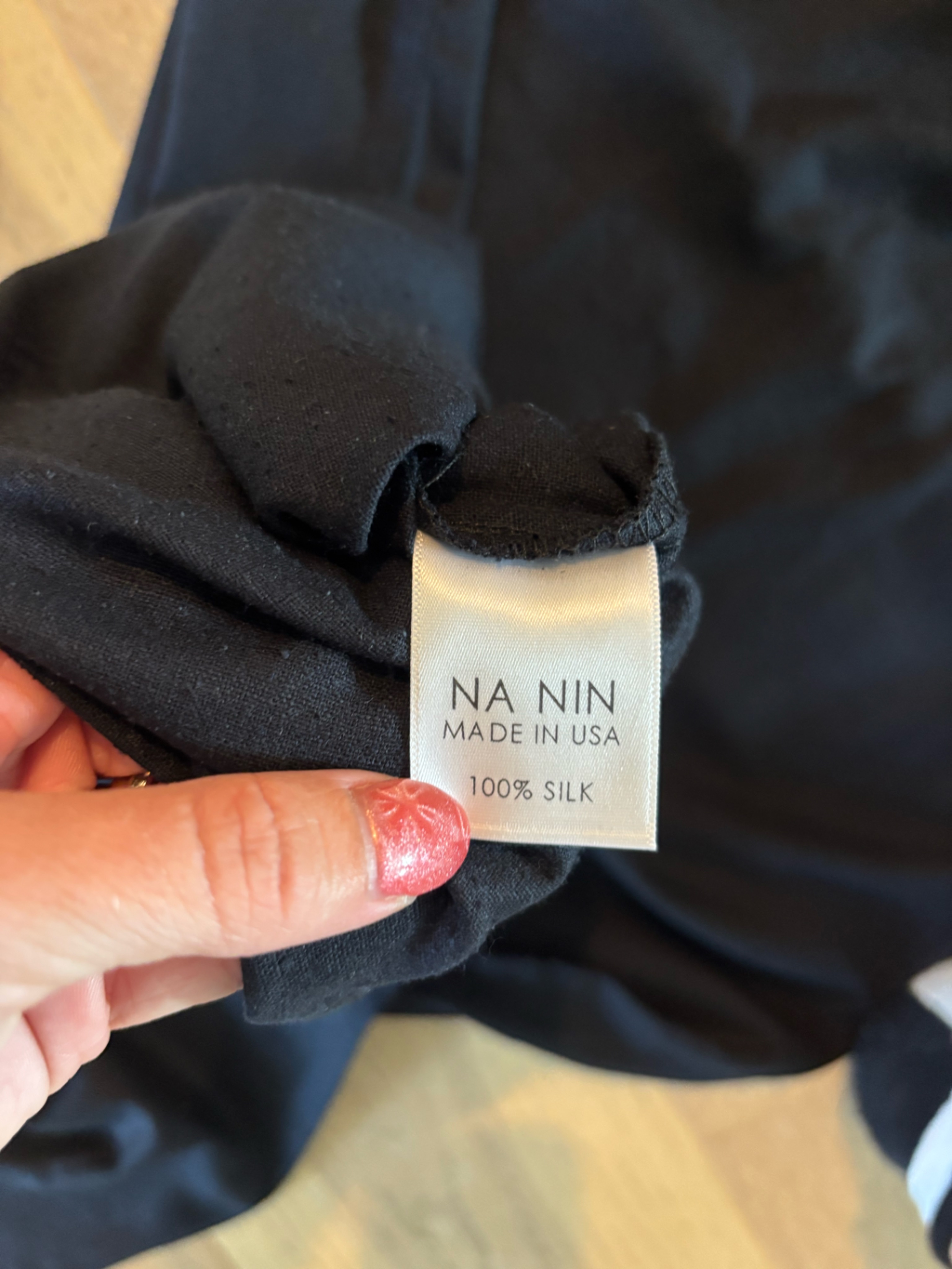 Na Nin Carolyn Raw Silk Slip Dress Black X-Large Nwt Slit Midi Maxi Adjustable — image 8 of 8